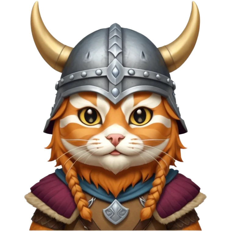 ginger cat dressed as a viking, in Valhalla, detailed, epic emoji