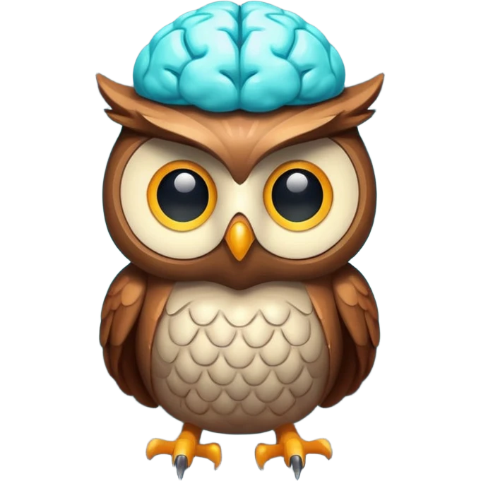 owl with glowing brain idea moment emoji