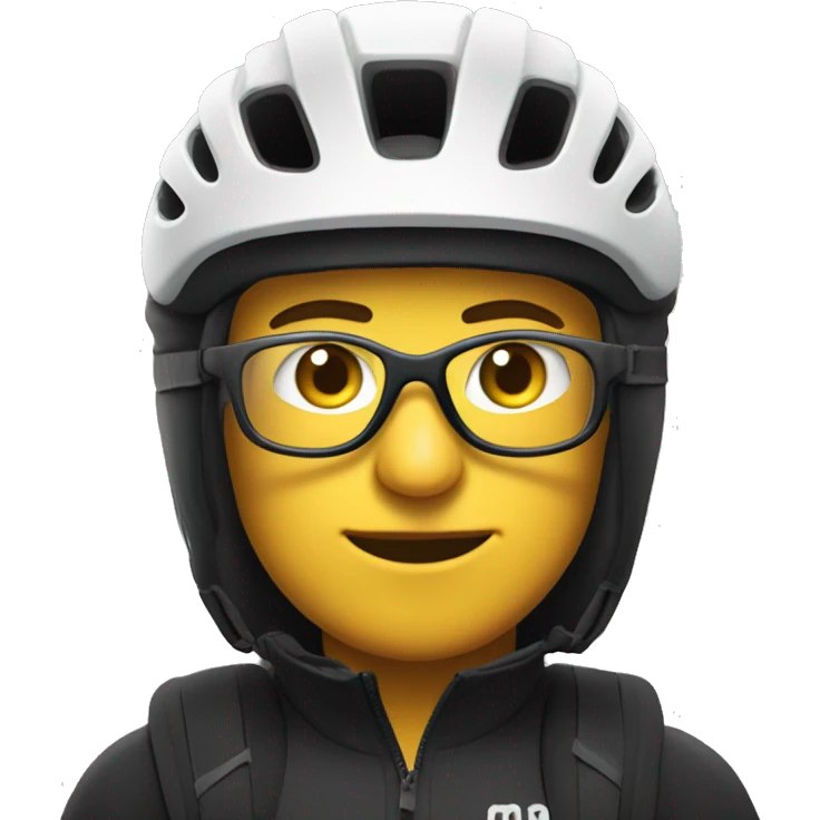Mountain bike rider in full cover felmet with glasses emoji