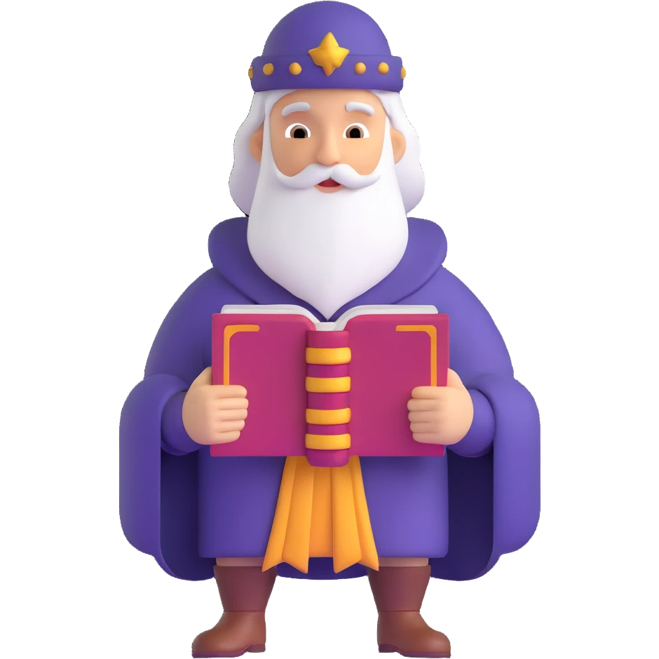 storyteller with magical book emoji