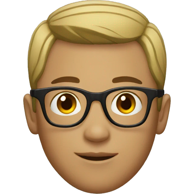 A young man with cropped hair, glasses and dark skin emoji