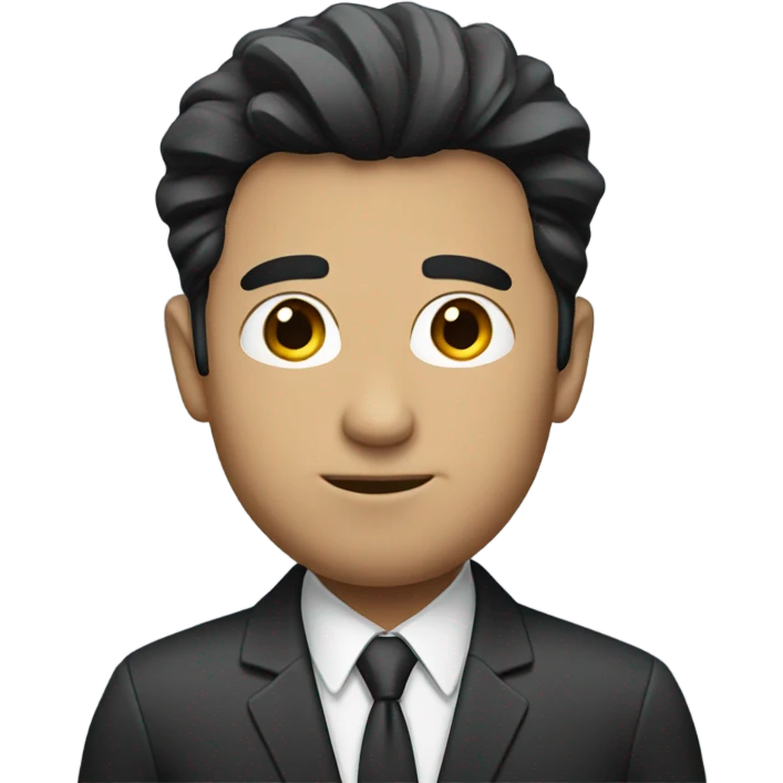 business man short straight black hair fluffy emoji
