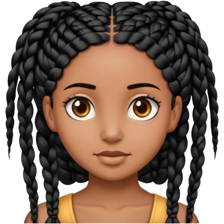 Brownakin girl with black braids emoji