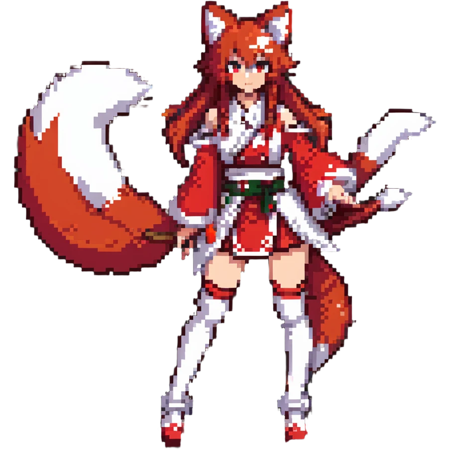 Azur Lane Akagi kitsune girl with red and white outfit and multiple fox tails emoji