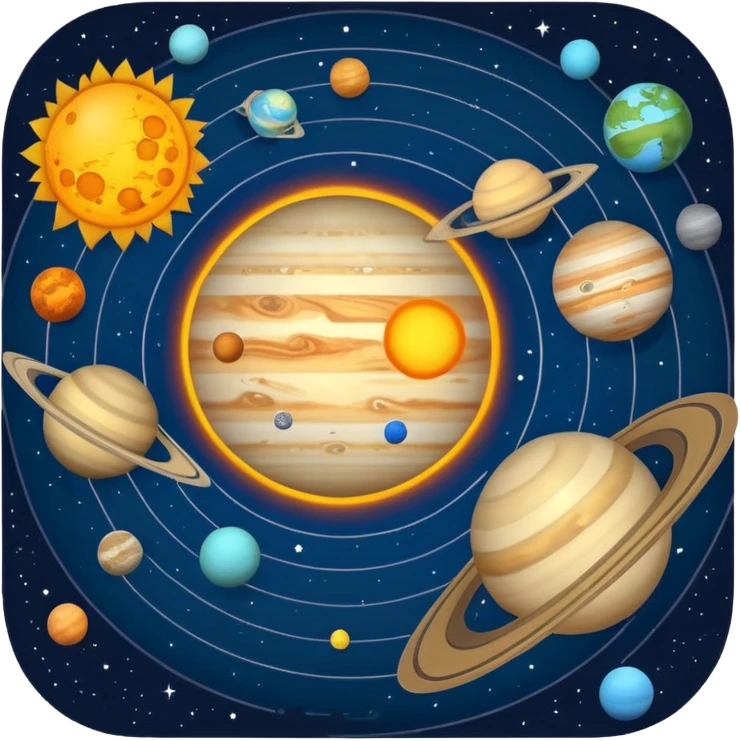 solar system with realistic planets orbiting the sun emoji