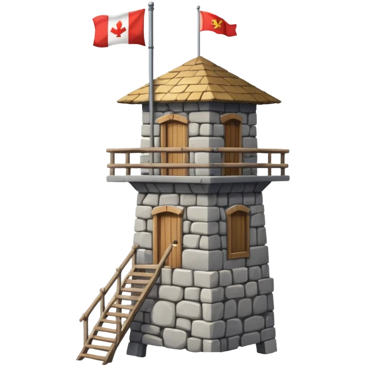 A tall stone watchtower with wooden balcony near the top. emoji