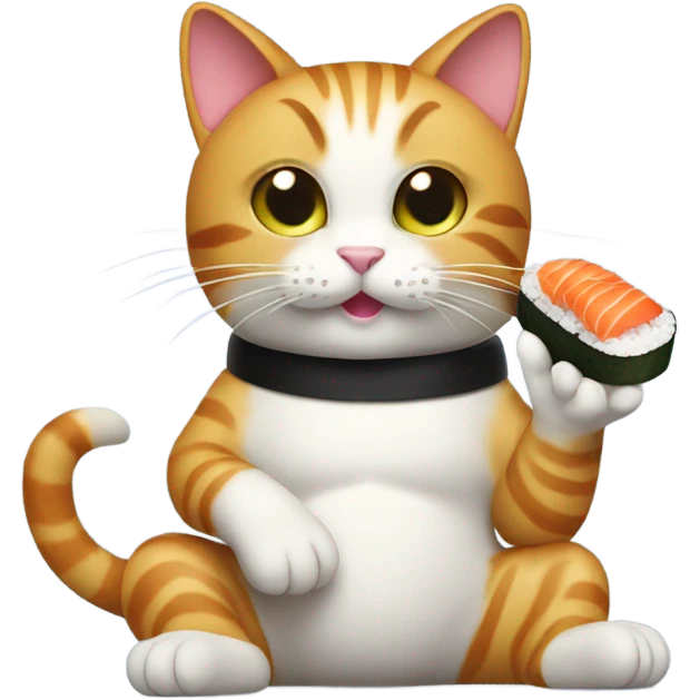 Cat eating sushi emoji