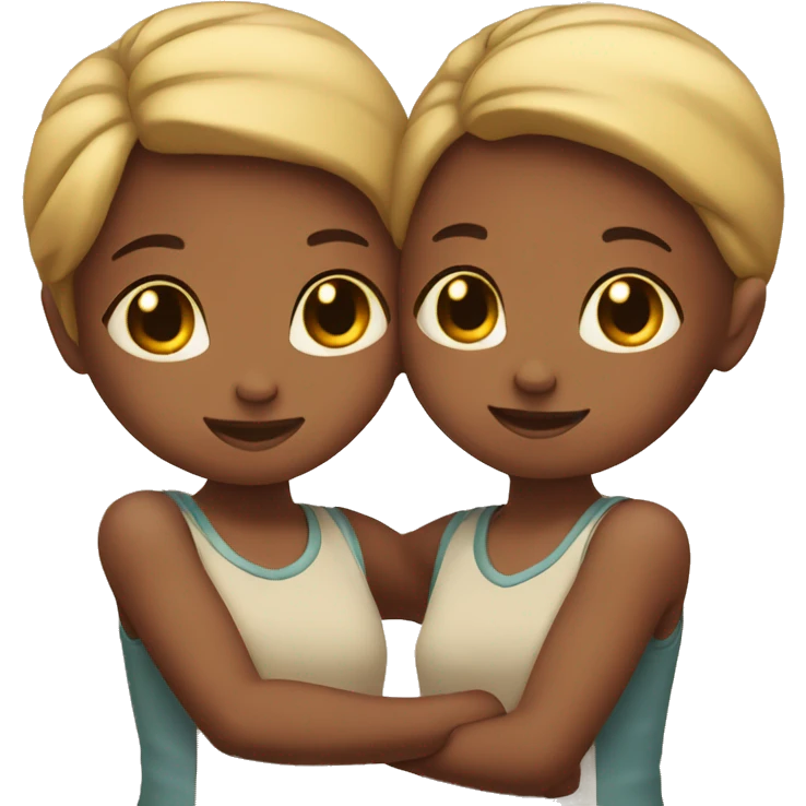 Two girls shows heart with trait hands (arms) emoji