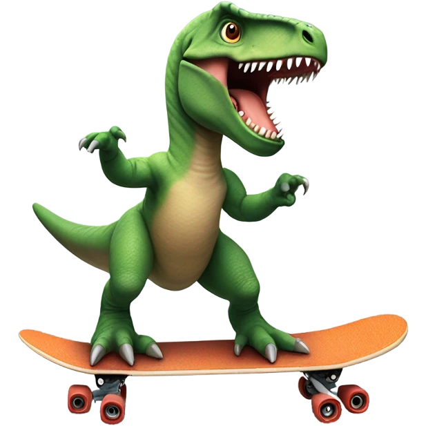 Dinosaur riding a skateboard  emoji