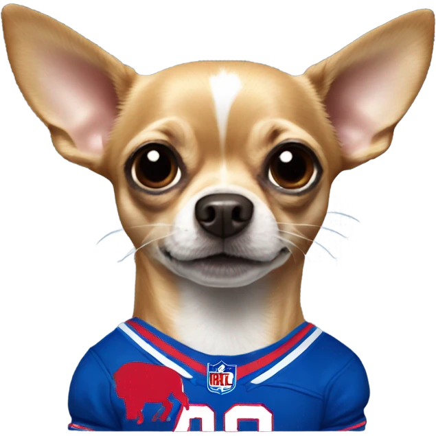 Chihuahua wearing a buffalo bills jersey emoji