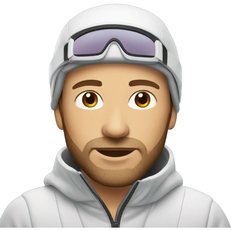 white man with brown stubble skiing emoji