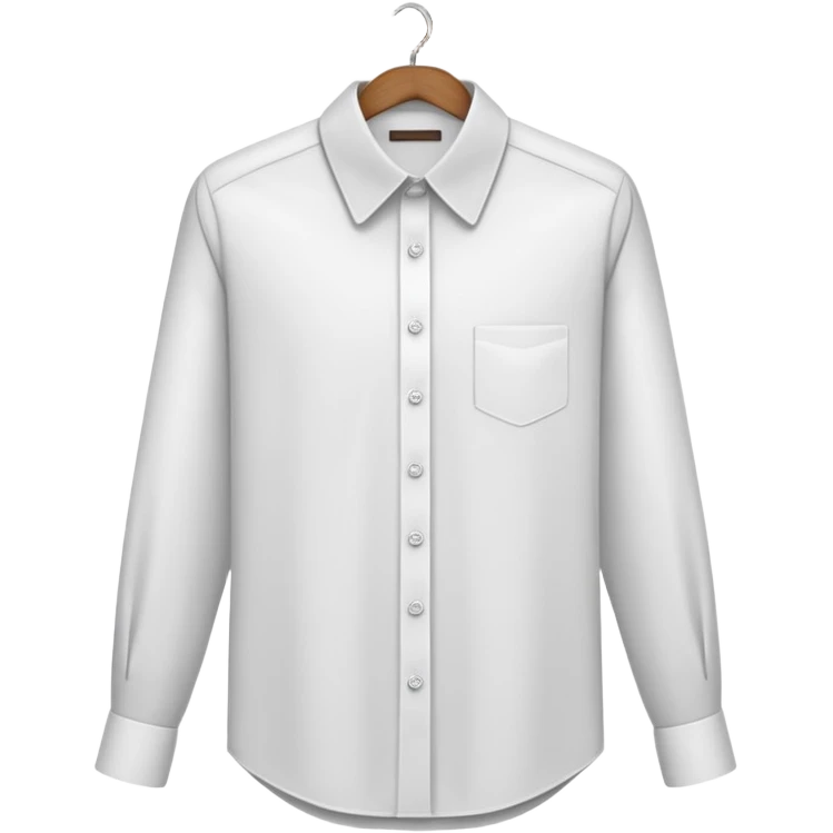 White Dress Shirt: A shirt hangs neatly on hanger, Collar folds sharply, Buttons align vertically, Sleeves hang straight down emoji