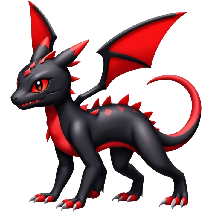 Cute Shiny Guilmon-Salandit-Umbreon-Fakémon-hybrid-creature (full body)  emoji
