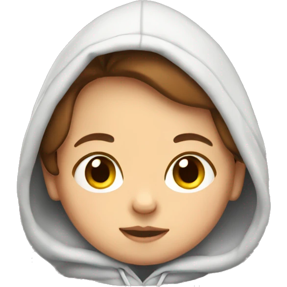 Newborn with brown hair in hoodie emoji