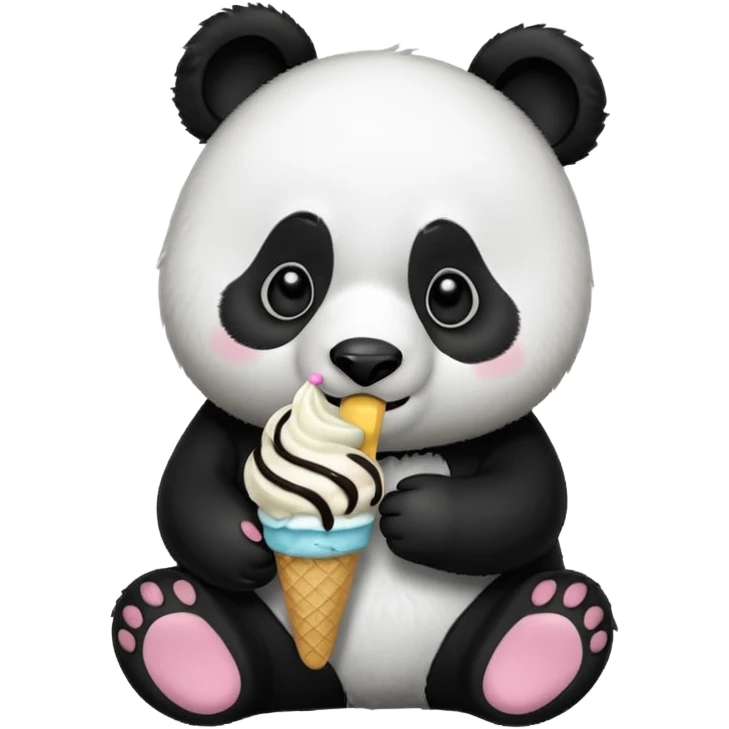 Panda eating ice cream emoji