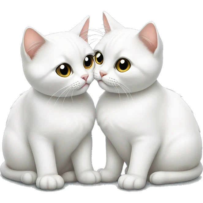 Two white British cats are kissing  emoji