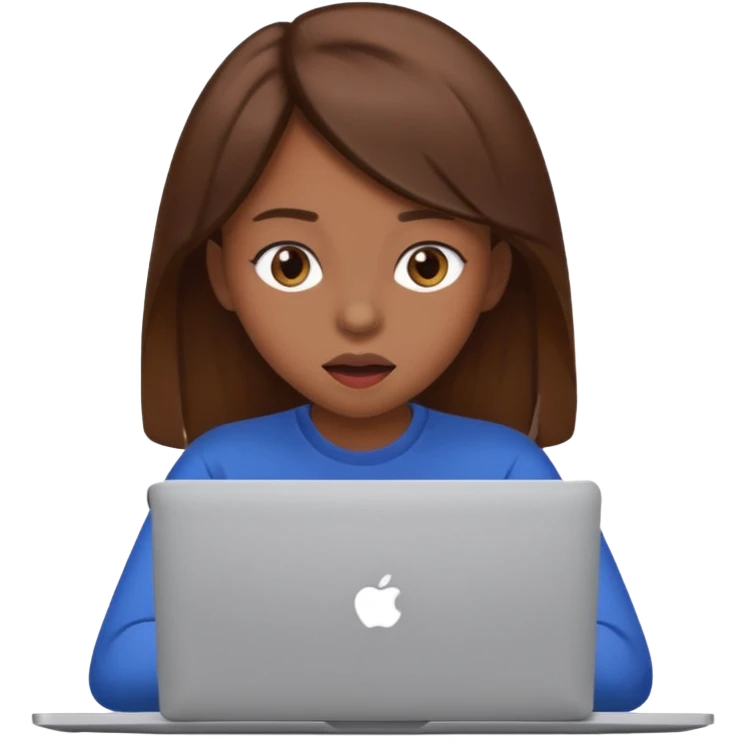 Make an emoji of a girl with brown hair behind a laptop screen that is facing her and make sure to have her mouth hidden by the laptop. emoji