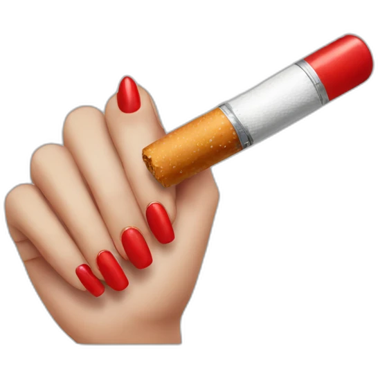 red nails holding cigarette emoji