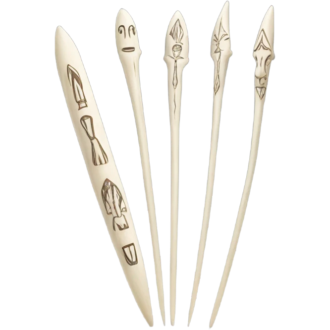 Long skinny Ivory spear engraved with animals emoji