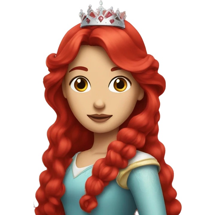 princess crown on red long hair emoji