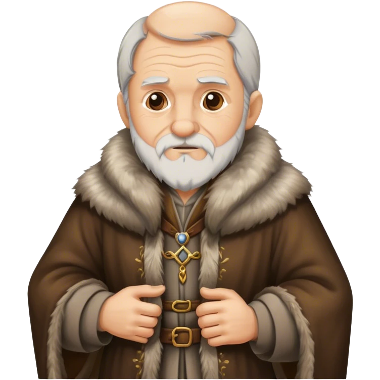 Old man wear Medieval fur coat emoji