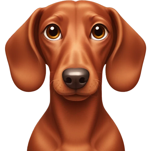 Red dachshund with a pink nose and white heart on forehead emoji