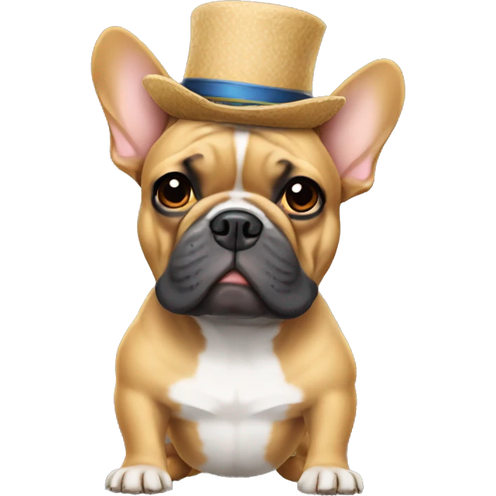 French bulldog wearing a hat emoji
