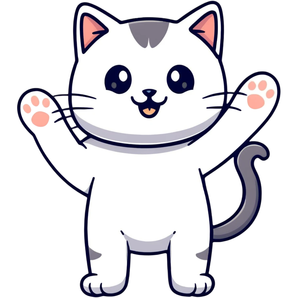 playful cat with paw up emoji