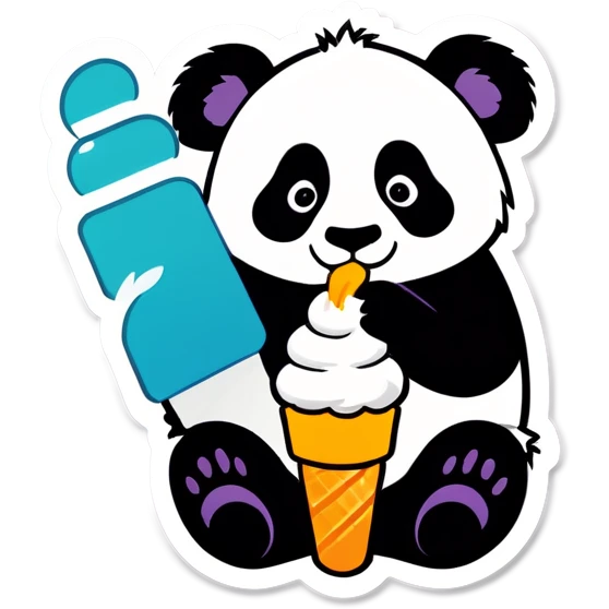 Panda eating ice cream emoji