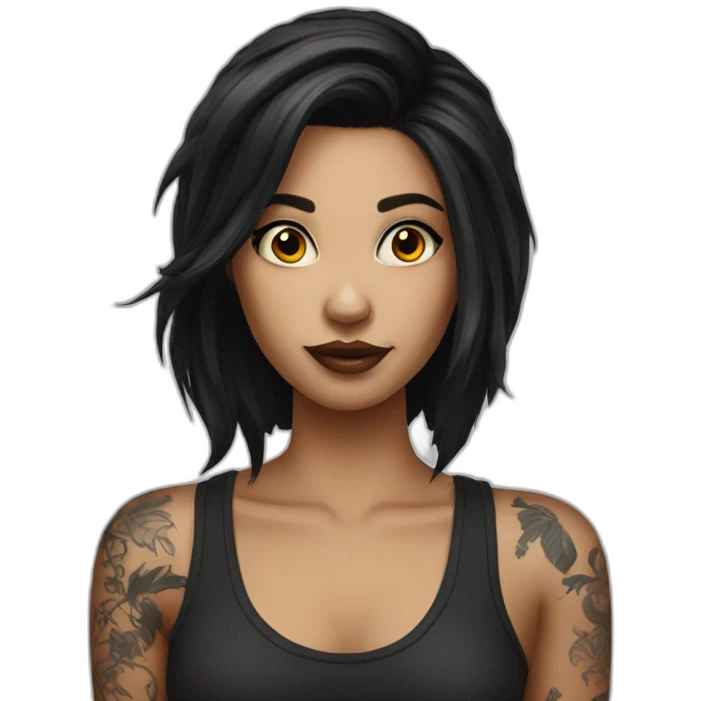 Tattoo dark hair girl emoji