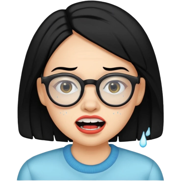 못생긴 여자 덧니도 있음 안경씀 검은색머리 비듬 emoji