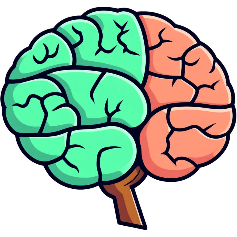 cartoon style brain with a zigzag crack emoji