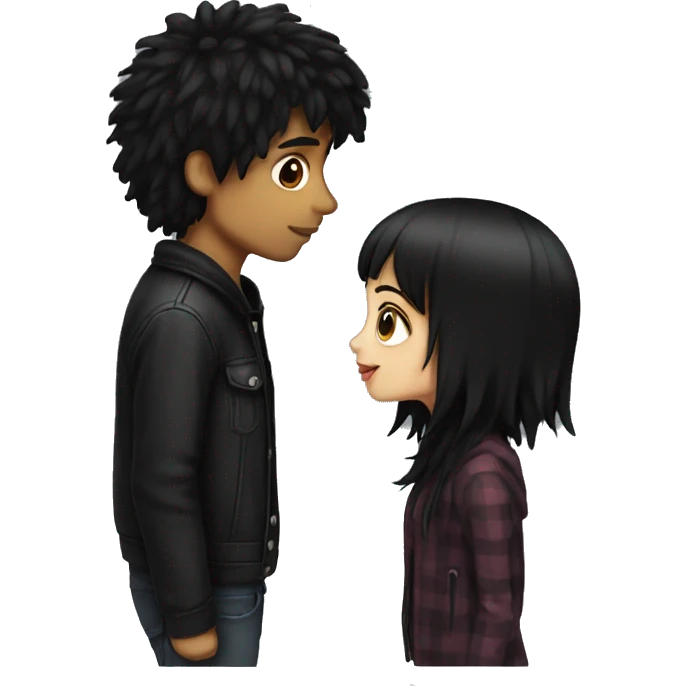 Black haired emo couple kissing  emoji