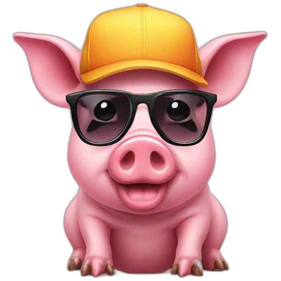 Pig with sunglasses and cap emoji