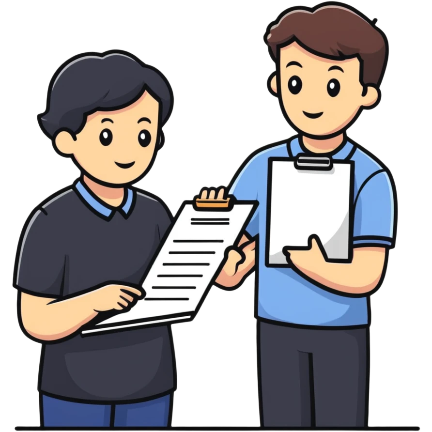 professional mentor with clipboard helping someone emoji