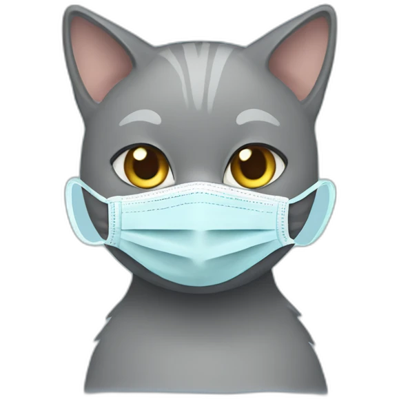 grey cat wearing a face mask emoji