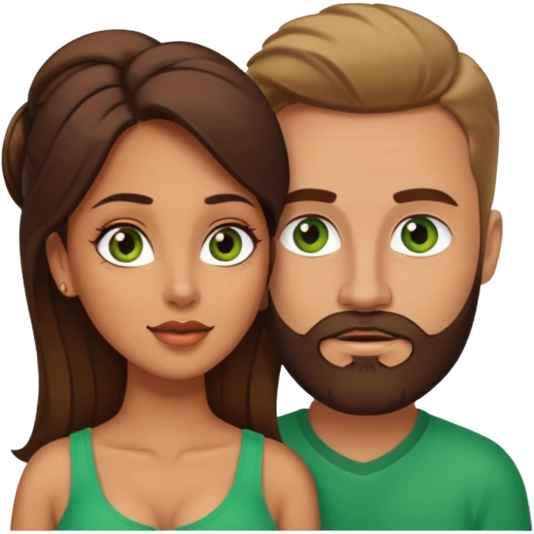 Naked Latina woman  with brown eyes, with white man with brown beard and green eyes having sex emoji