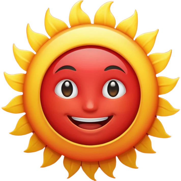 red sun emoji with smiling face emoji