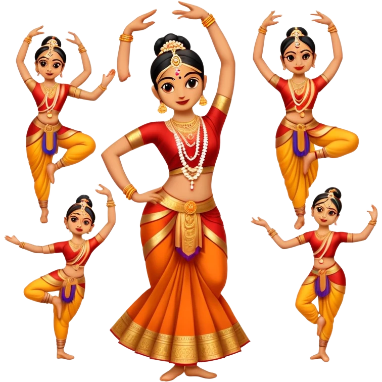 cinematic-realistic-bharatanatyam-dance-emoji,-depicted-as-an-elegant-classical-indian-dance-performance-with-graceful-poses,-intricate-costumes,-and-expressive-hand-gestures,-rendered-with-rich-textures-and-warm-dramatic-lighting emoji