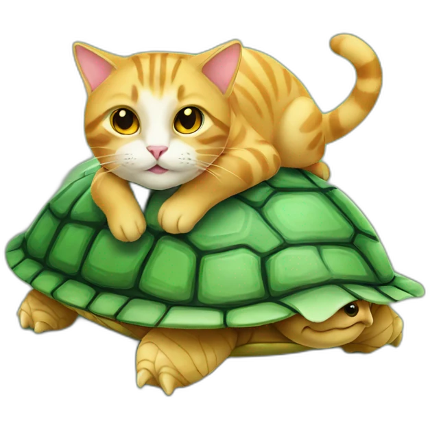 Cat on turtle emoji