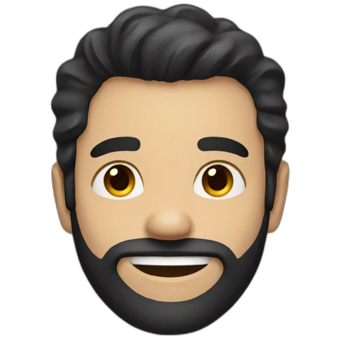 Man with black hair and beard smile  emoji
