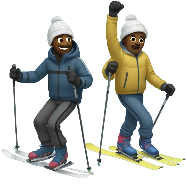 2 guys skiing w sweatpants emoji