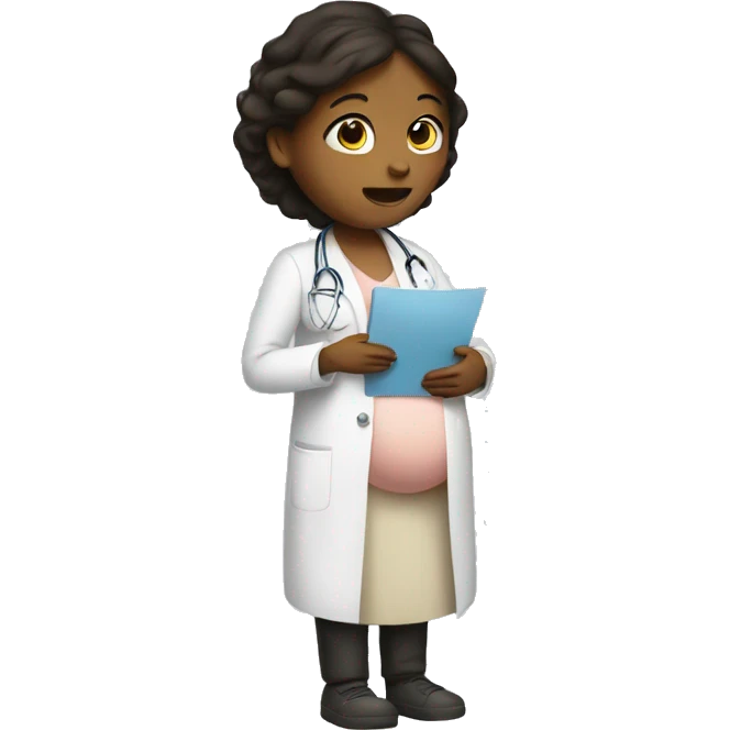 pregnant girl talking with doctor emoji