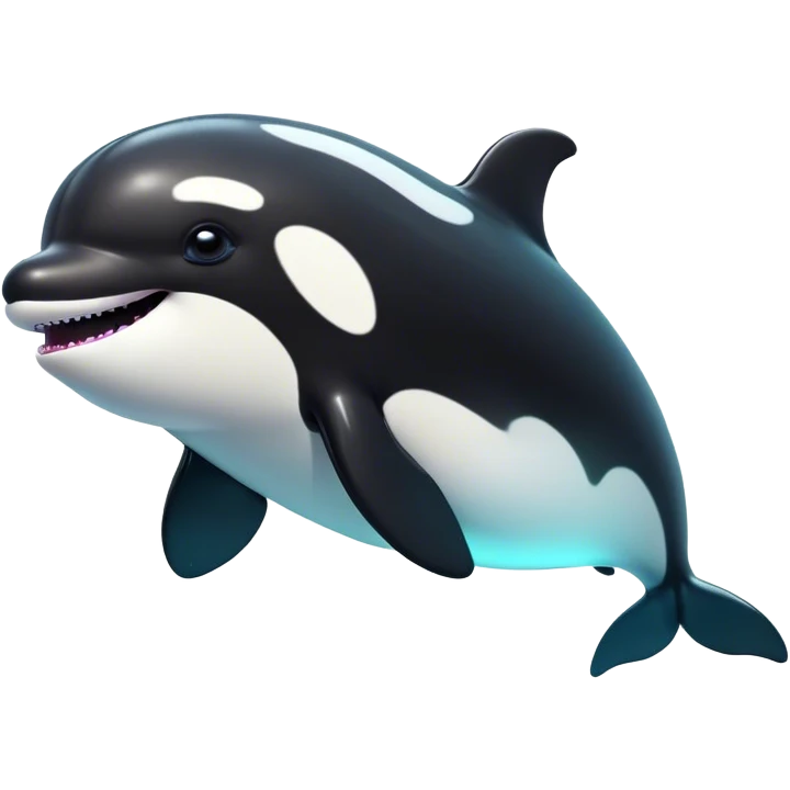 Cinematic Comical orca Portrait Emoji, Head tilted dramatically with an exaggeratedly shocked expression, featuring a sleek black-and-white body with wide, comically expressive eyes full of playful disbelief and animated flippers, Simplified yet hilariously expressive features, highly detailed, glowing with a slightly sassy oceanic glow, high shine, dramatic yet playful, stylized with an air of cheeky marine mischief, soft glowing outline, capturing the essence of a meme-worthy orca that looks ready to make waves with its hilariously dramatic antics! emoji