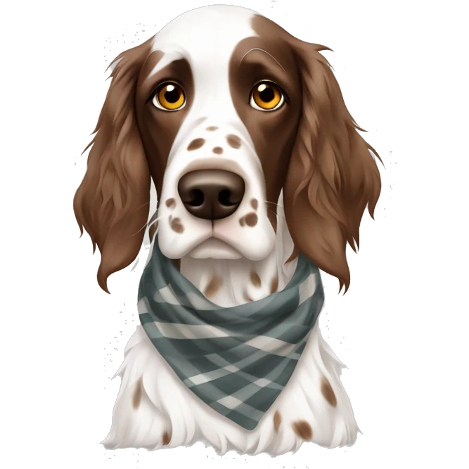 White and Brown english setter with scarf  emoji