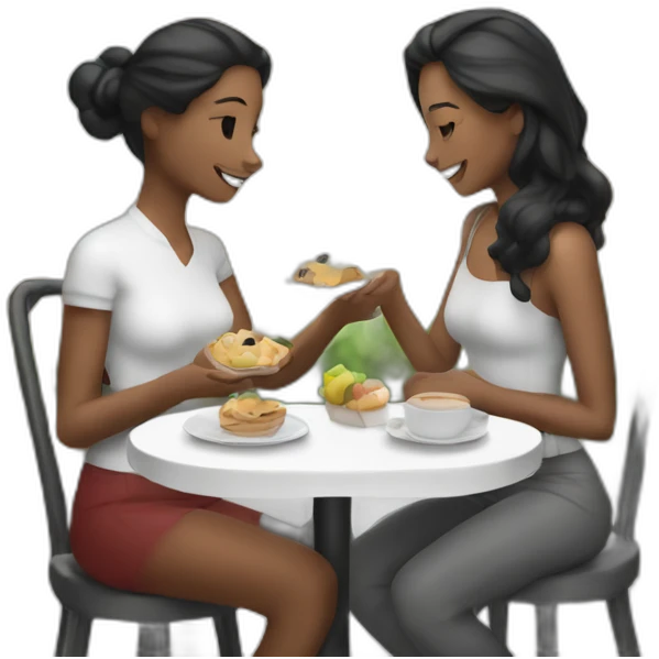 Gata café, blanca y negra pidiendo comida emoji