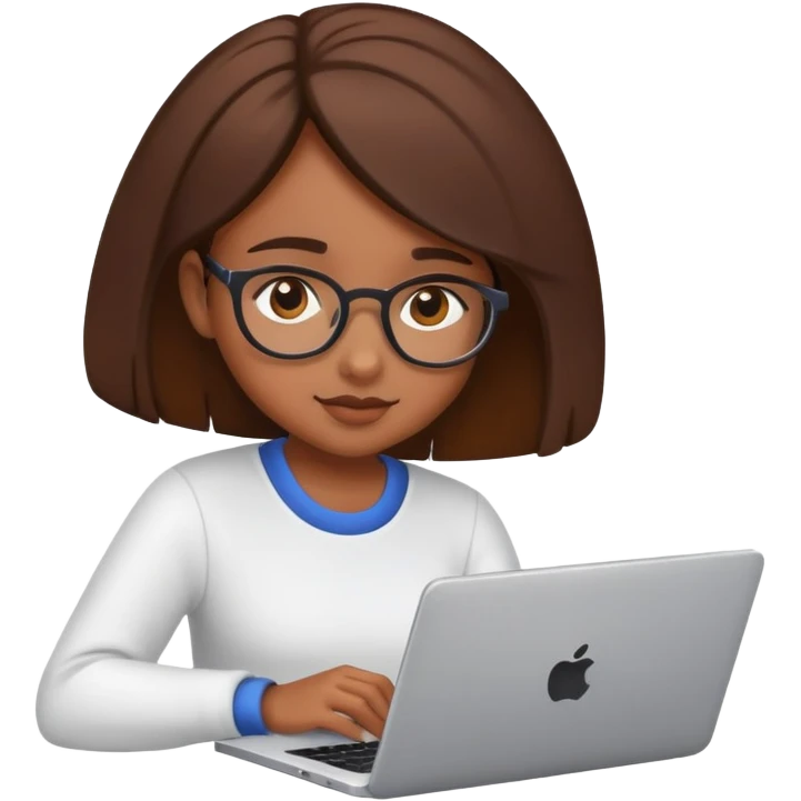 Brown skin girl studying on kaptop emoji