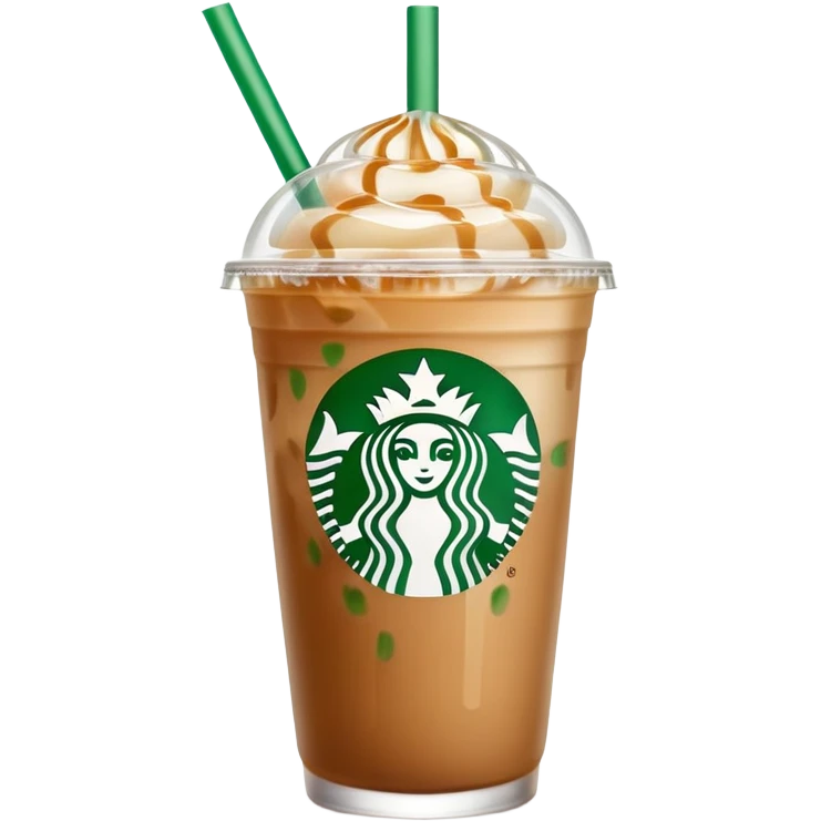 Starbucks iced latte in clear cup with green logo and straw emoji