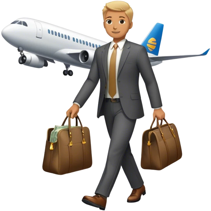 Ed Brown’s big bag with cash walking down the airport runway emoji