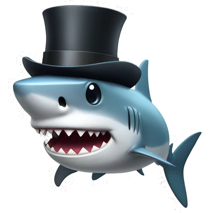 Shark with a top hat emoji